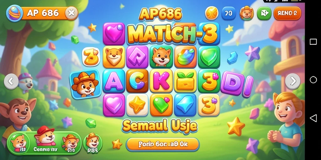 Tampilan gameplay AP686 yang seru dalam genre Match-3.