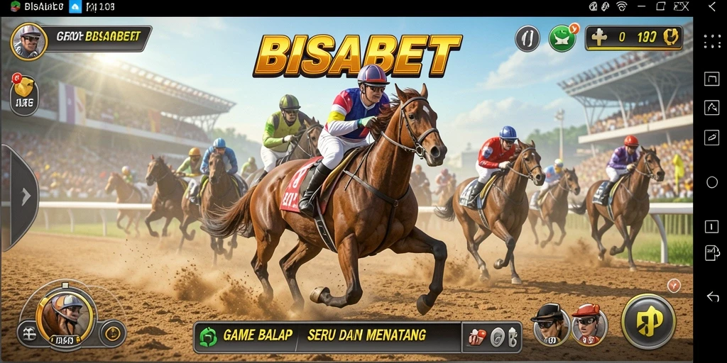 Tampilan gameplay balap yang seru dan mendebarkan di BISABET.
