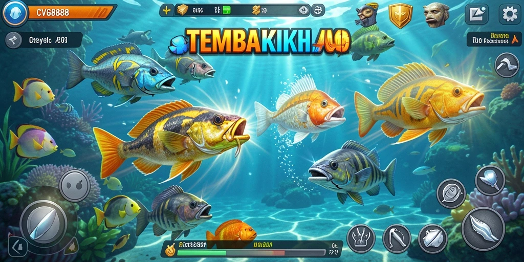 Tampilan aksi seru dari gameplay Tembak Ikan CVG8888.