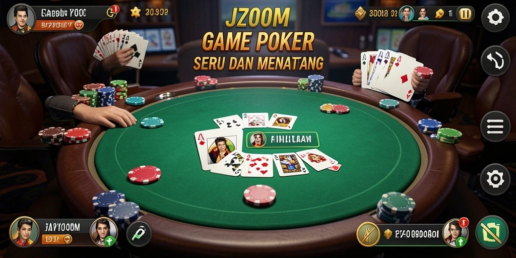 Tampilan screenshot utama J200M menunjukkan intensitas permainan poker yang menegangkan.