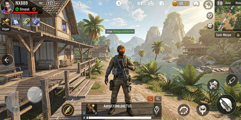Screenshot gameplay NX888 menampilkan interaksi karakter dalam simulasi kehidupan.