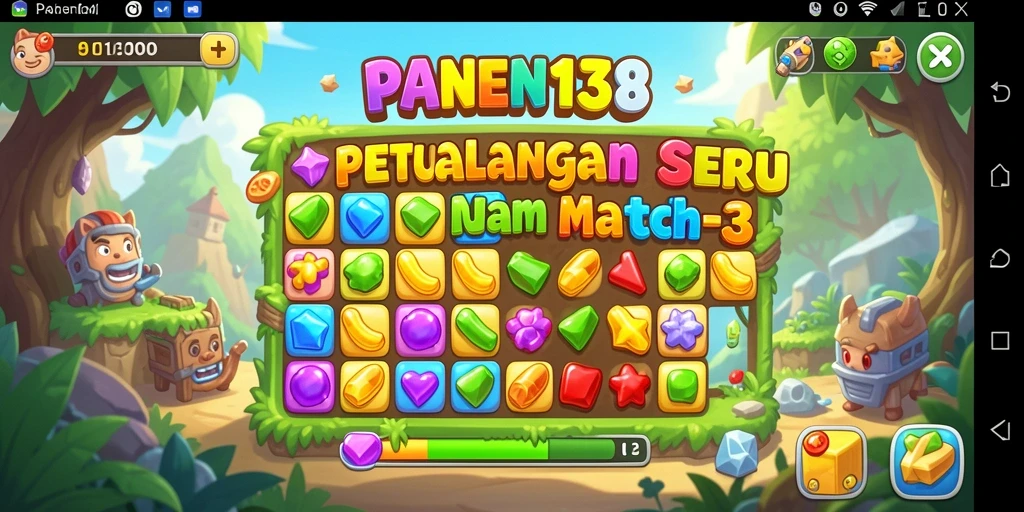 Tampilan memukau gameplay Match-3 di PANEN138.