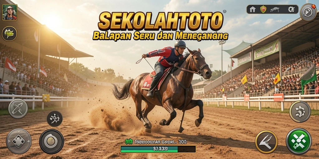 Tampilan gameplay SEKOLAHTOTO yang penuh aksi balapan.